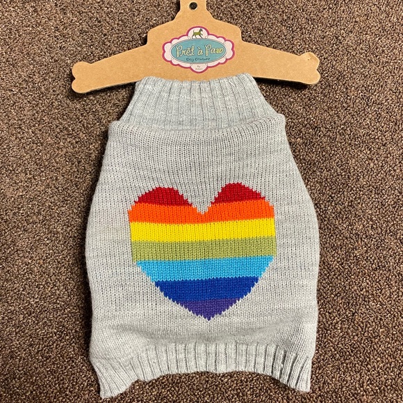 Pret A Paw Other - Pret a Paw Rainbow Heart Dog Sweater